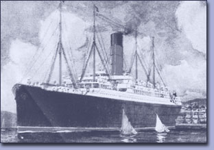 Der Cunard Dampfer Carpathia, der die Titanic-Überlebenden an Bord nahm Der Cunard Dampfer Carpathia, der die Titanic-Überlebenden an Bord nahm
